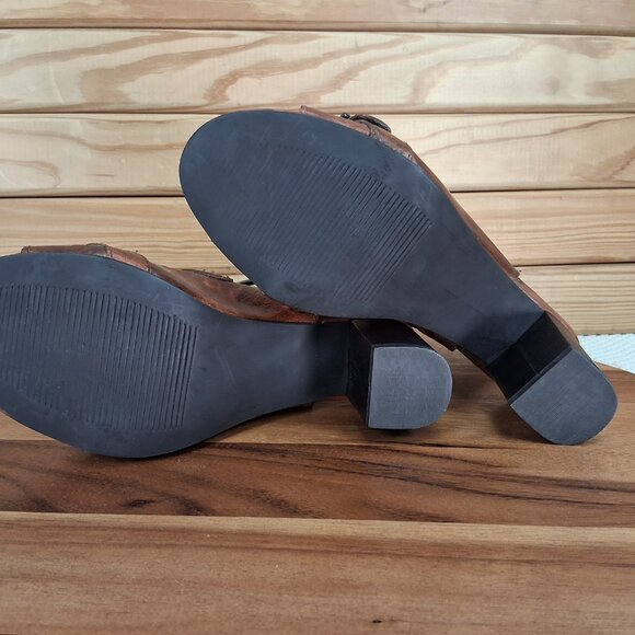 Roper Fashion Shoes Women's 10 Milo Leather Brown Buckle Bootie Sandal Brown - Picture 7 of 8